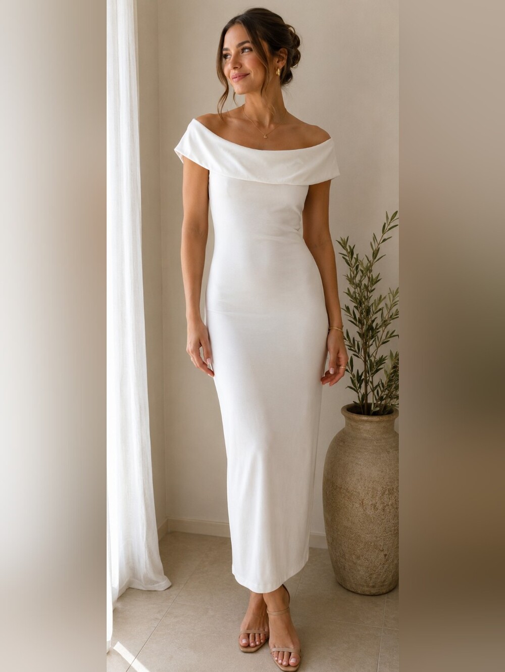 Lovers + Friends Off-Shoulder White Wedding Dress